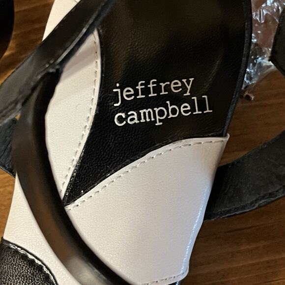 Jeffrey Campbell Women’s Heeled Sandals Size 7.5 Black White Daisy Boho Spring - Picture 12 of 15